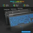 Clavier sans fil ergonomique rechargeable rétroéclairé avec repose-poignets avec support pour téléphone, 2,4 GHz – noir
