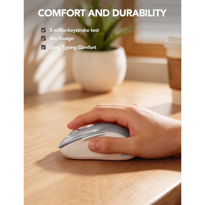 Souris informatique sans fil ergonomique silencieuse, 3 niveaux de DPI – gris