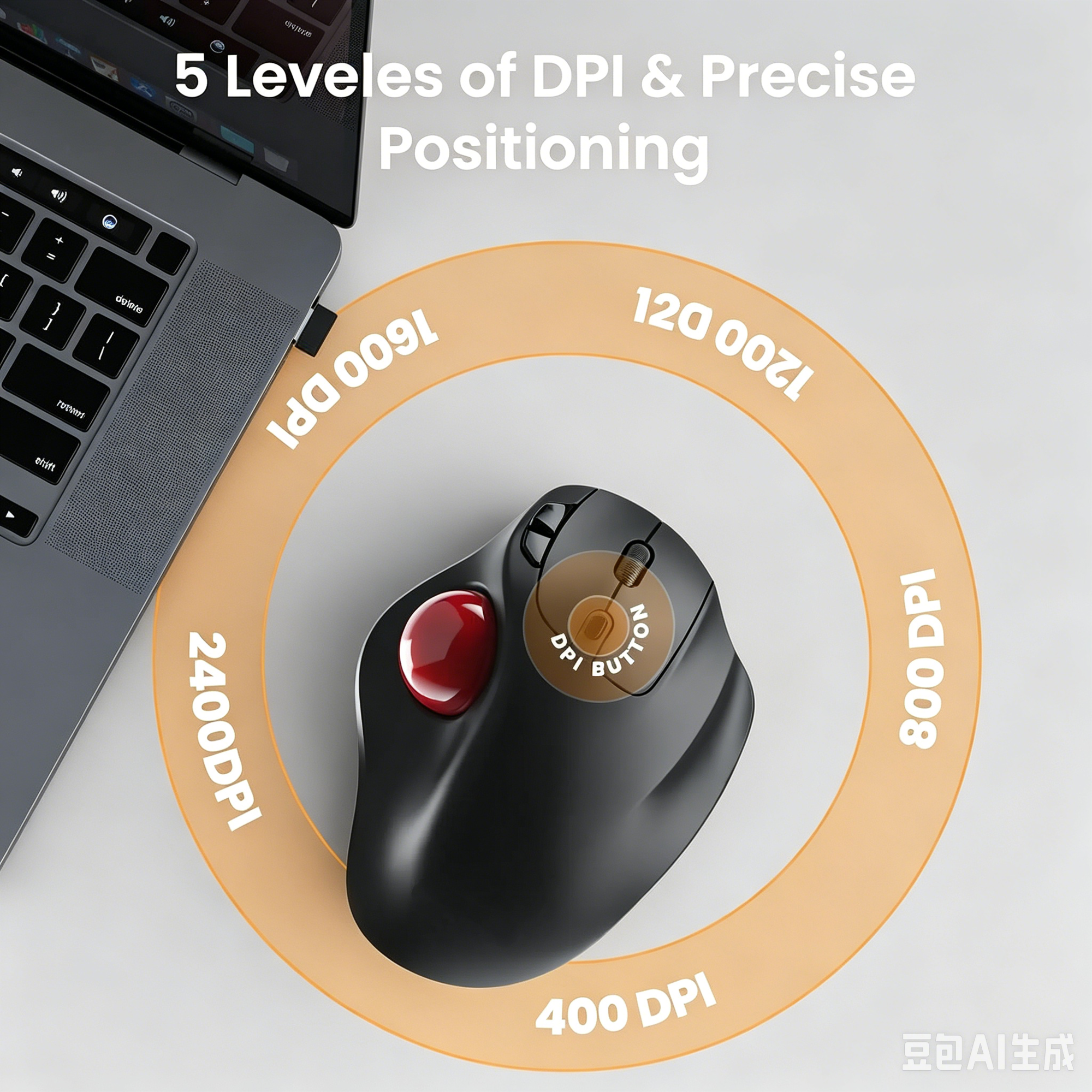Souris trackball ergonomique sans fil rechargeable silencieuse