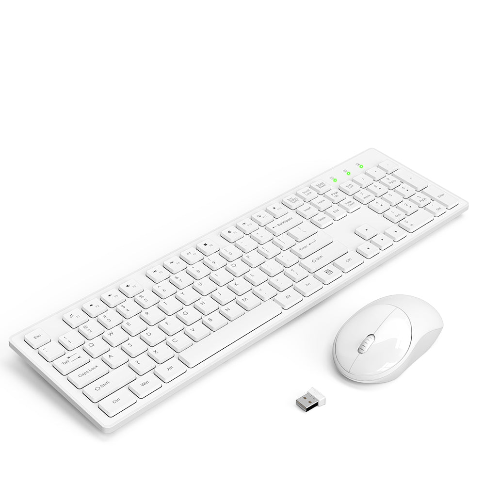 Ensemble clavier et souris sans fil silencieux, 2,4 GHz – blanc