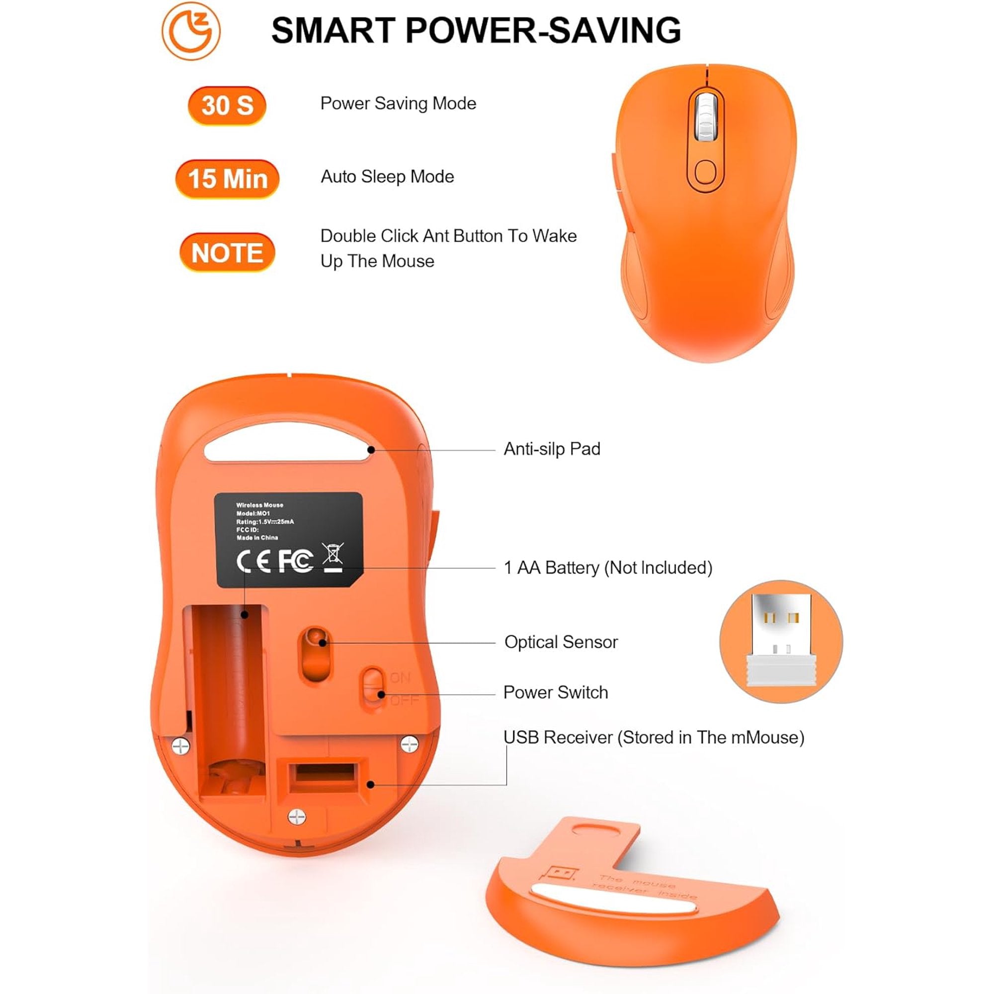 Souris informatique sans fil ergonomique silencieuse, 3 niveaux de DPI