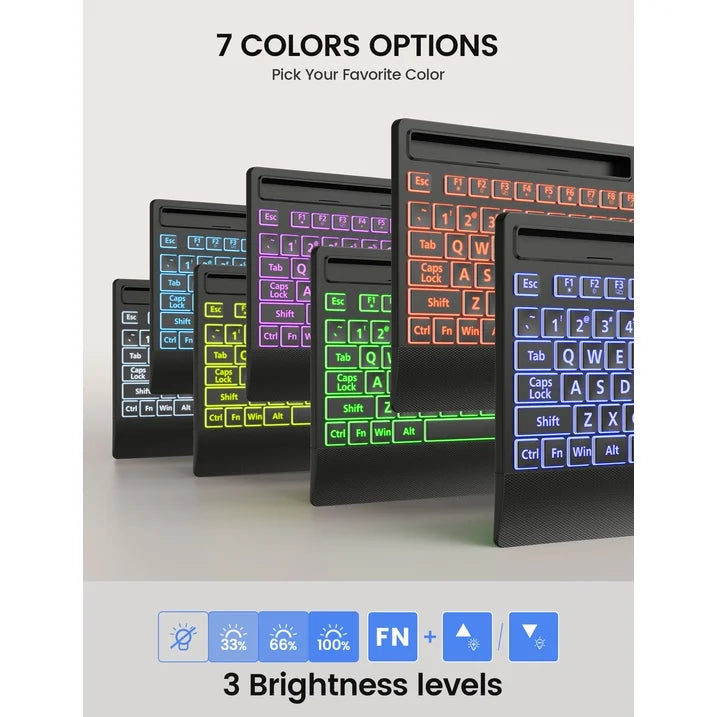 Clavier filaire ergonomique rétroéclairé silencieux à grands caractères avec repose-poignets avec support pour téléphone