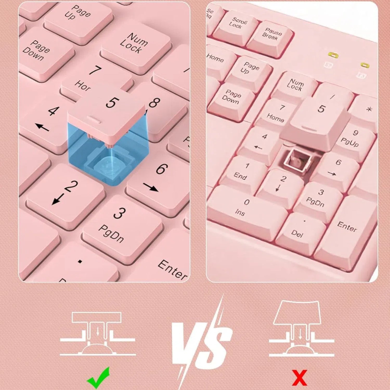 Ensemble clavier et souris sans fil ergonomique silencieux avec repose-poignets avec support pour téléphone, 2,4 GHz – rose clair