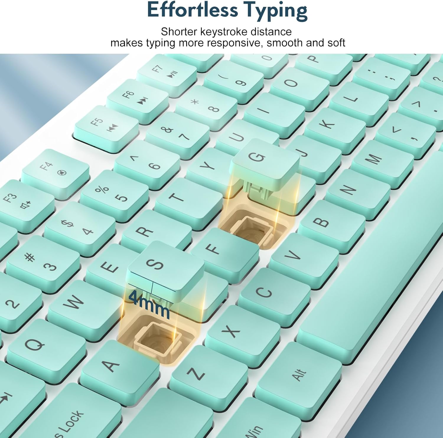 Ensemble clavier et souris sans fil silencieux, 2,4 GHz – vert