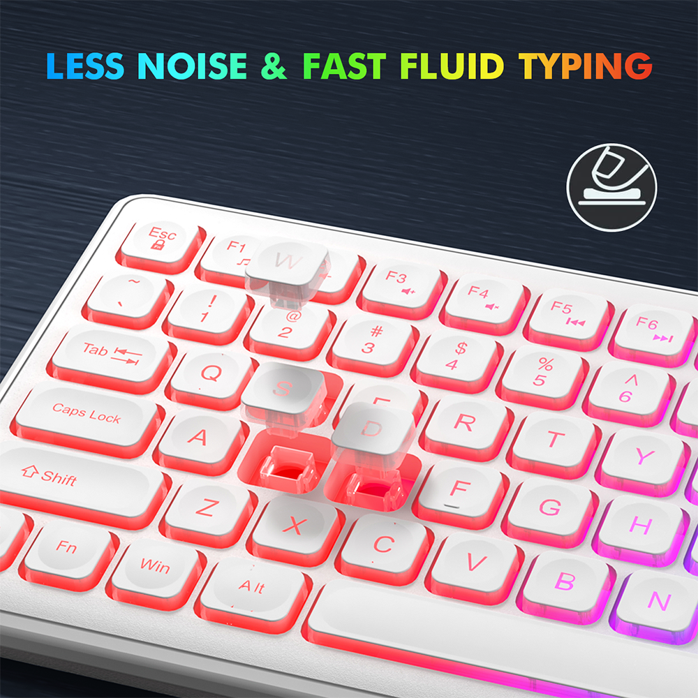 Ensemble clavier et souris sans fil rechargeable rétroéclairé RGB silencieux avec repose-poignets, 2,4 GHz, 112 touches – noir