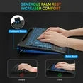 Clavier sans fil ergonomique rechargeable rétroéclairé avec repose-poignets avec support pour téléphone, 2,4 GHz – noir