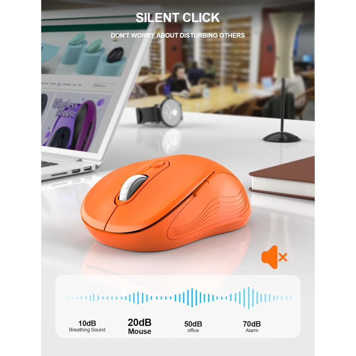 Souris informatique sans fil ergonomique silencieuse, 3 niveaux de DPI