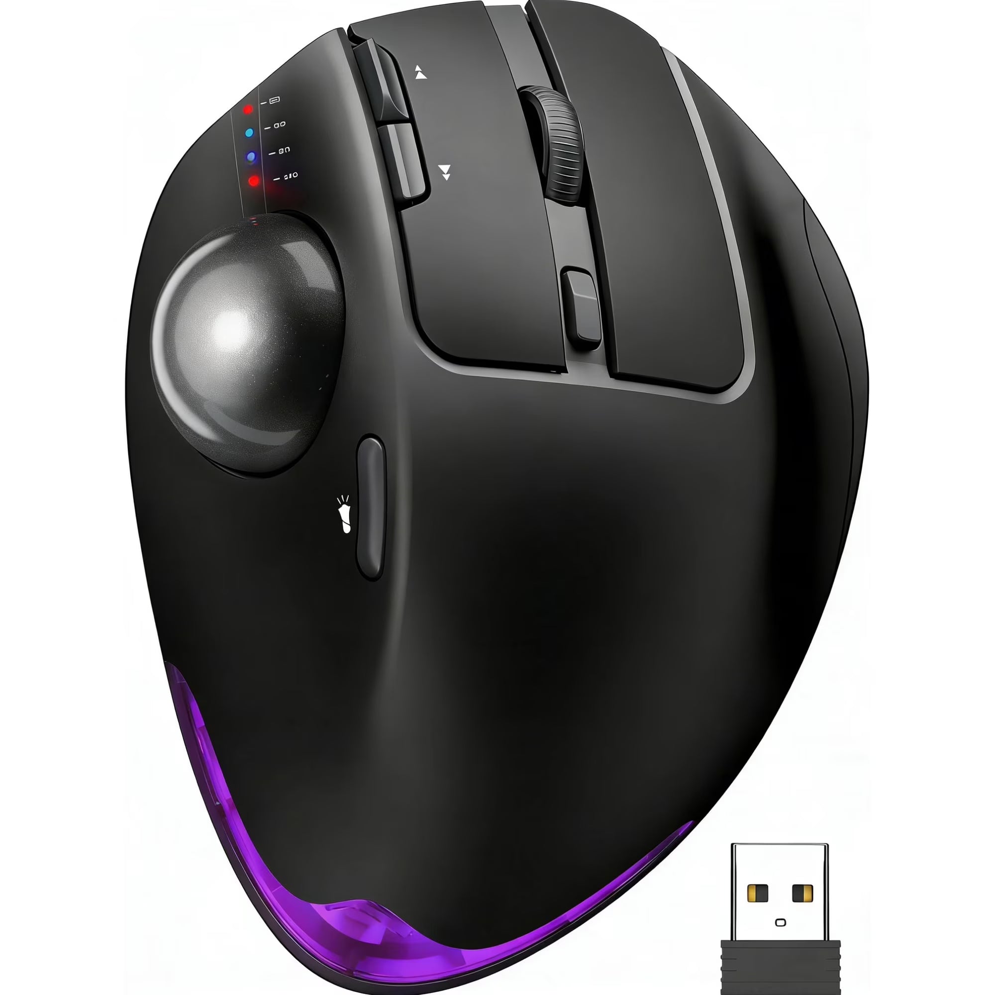 Souris trackball ergonomique sans fil rechargeable silencieuse – noir