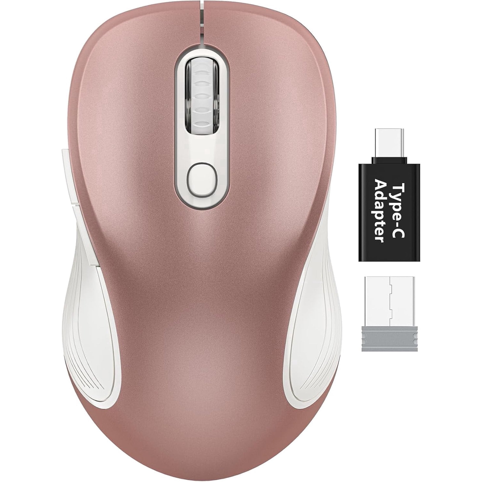 Souris informatique sans fil ergonomique silencieuse, 3 niveaux de DPI – or rose
