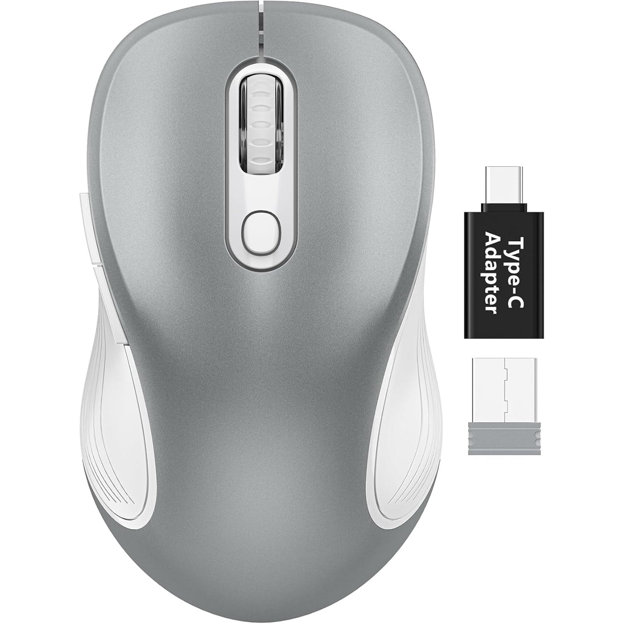 Souris informatique sans fil ergonomique silencieuse, 3 niveaux de DPI – gris