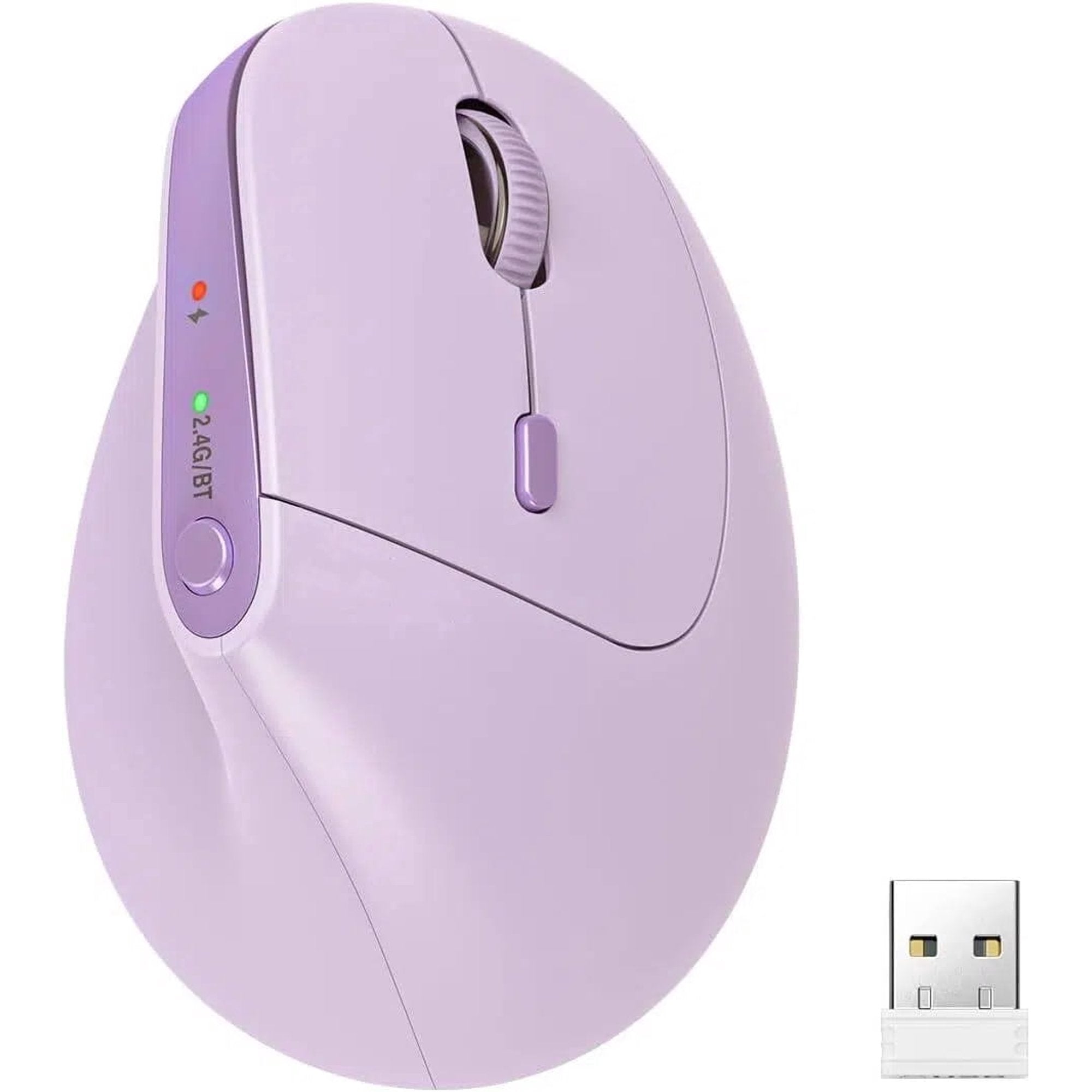 Souris verticale ergonomique sans fil rechargeable silencieuse, 4 niveaux de DPI – violet