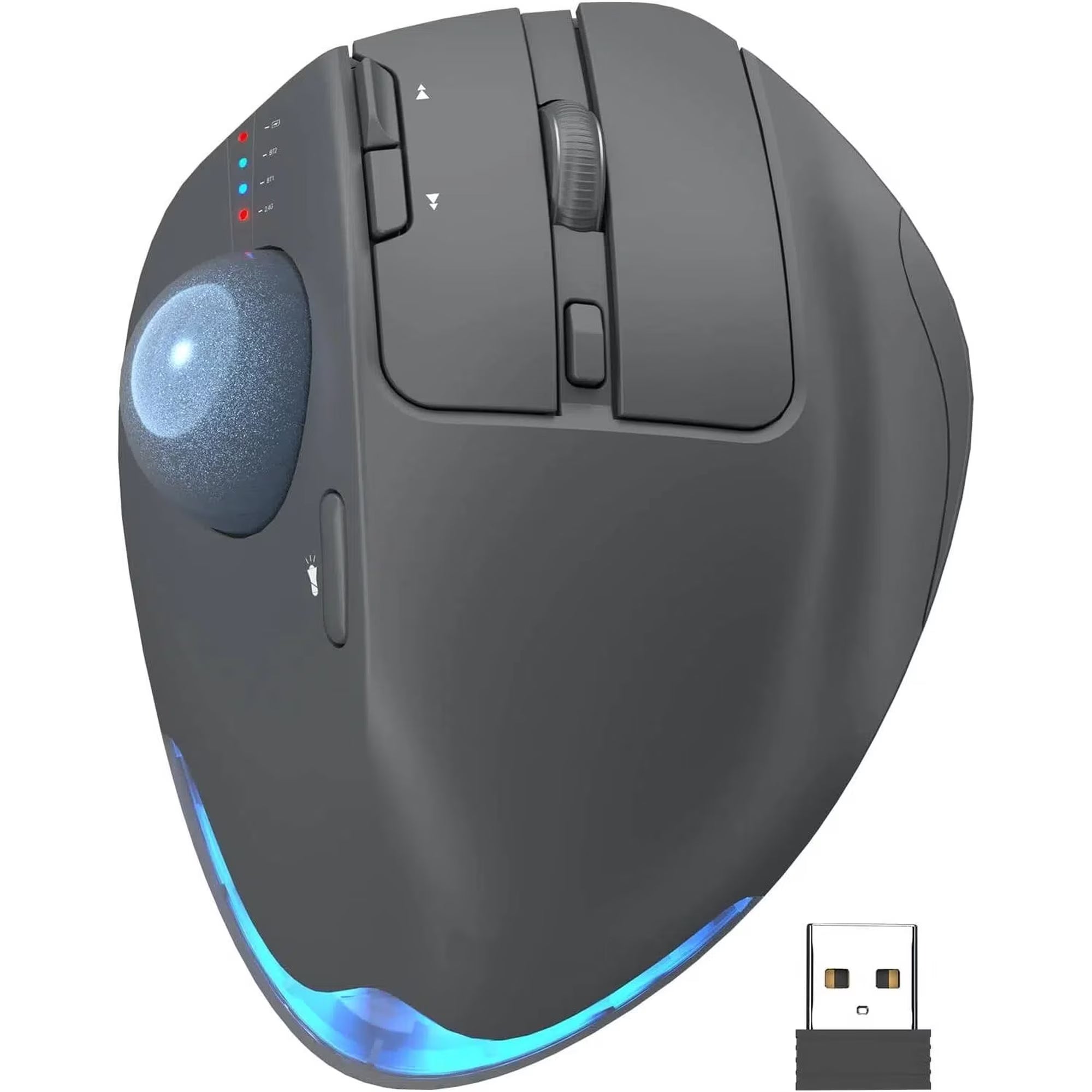 Souris trackball ergonomique sans fil rechargeable silencieuse – gris