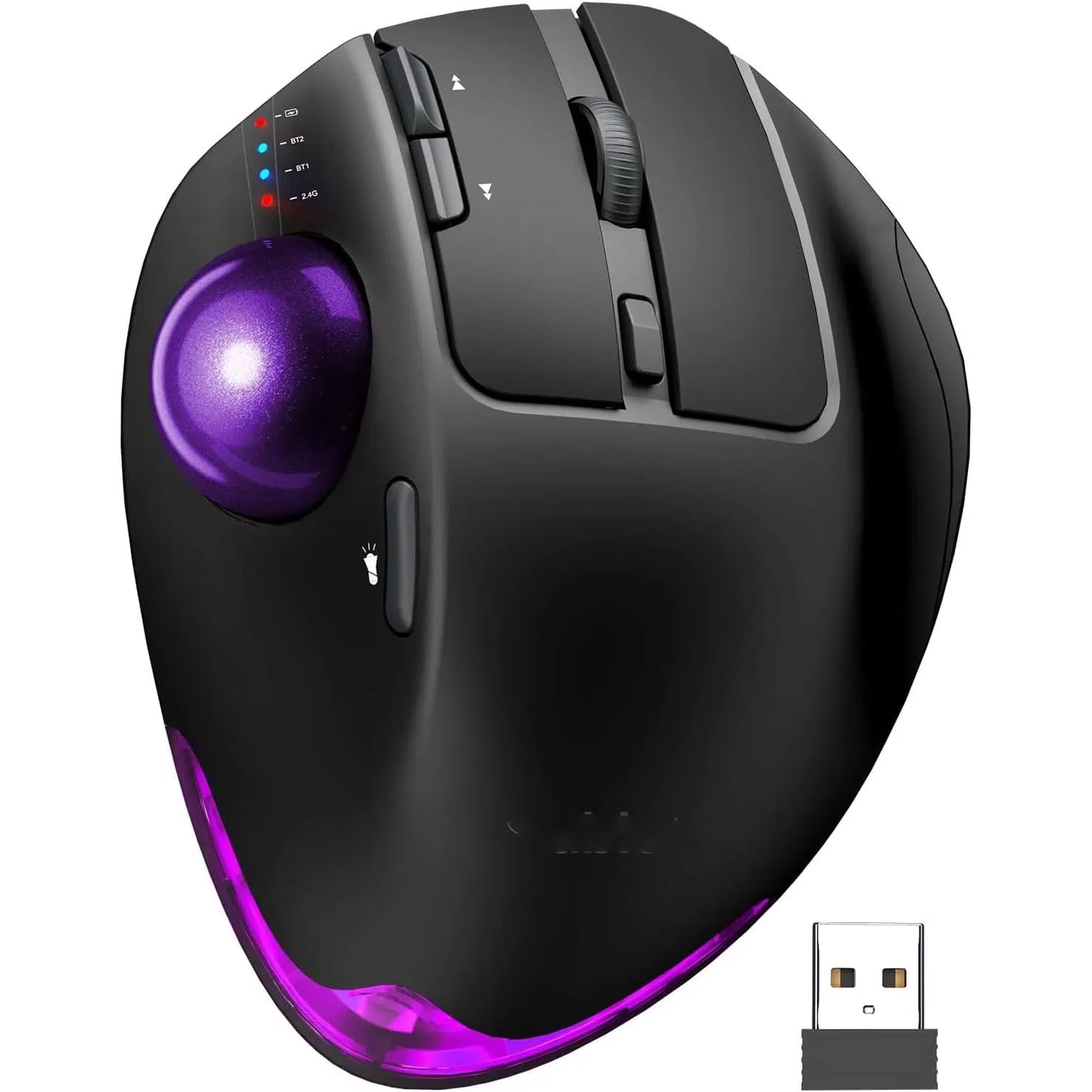 Souris trackball ergonomique sans fil rechargeable silencieuse – violet