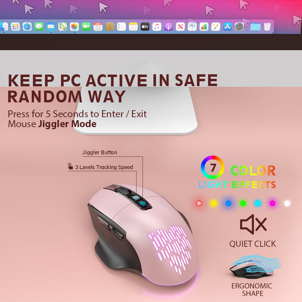 Ensemble clavier et souris sans fil ergonomique rechargeable rétroéclairé RGB silencieux avec repose-poignets, 2,4 GHz