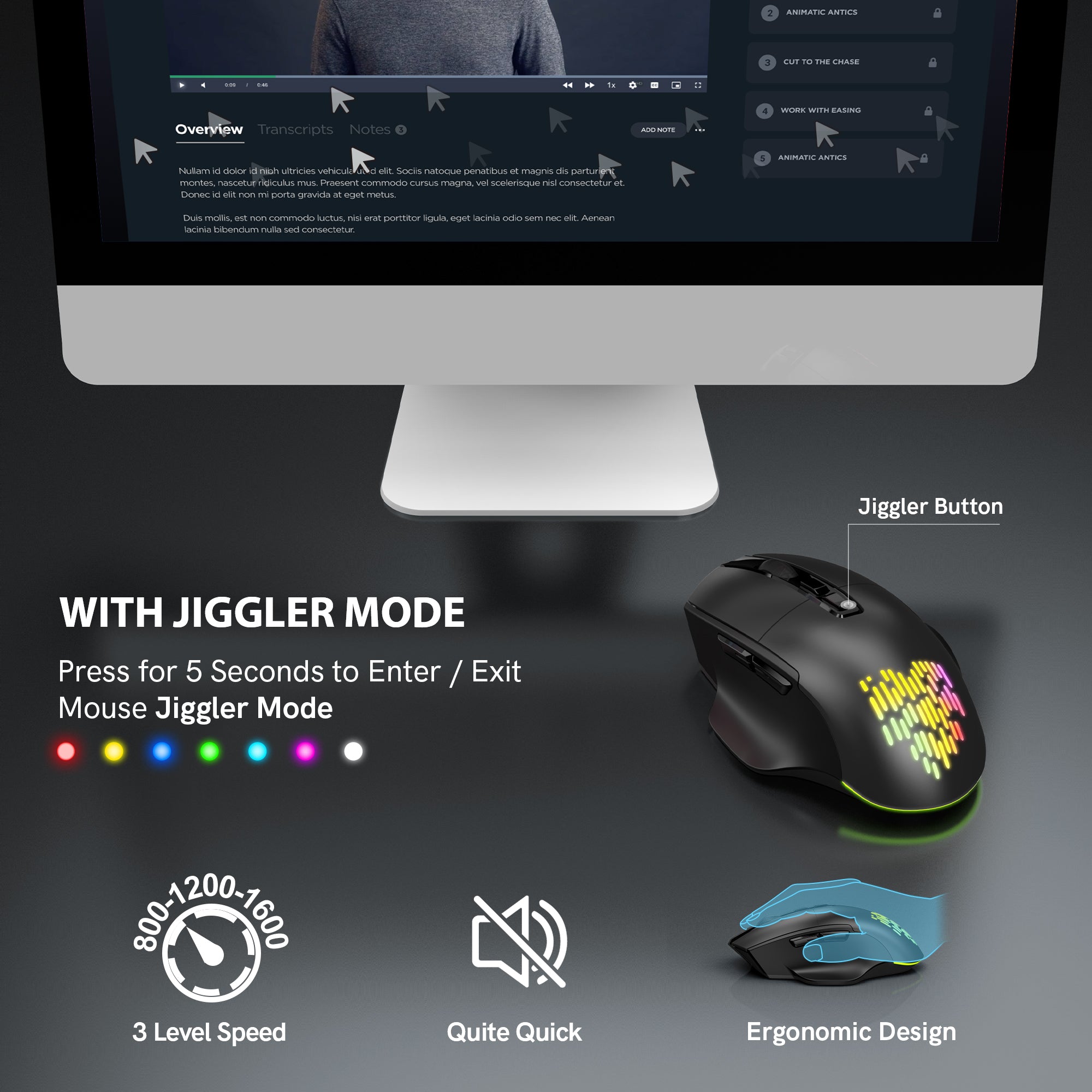 Ensemble clavier et souris sans fil ergonomique rechargeable rétroéclairé RGB silencieux avec repose-poignets, 2,4 GHz