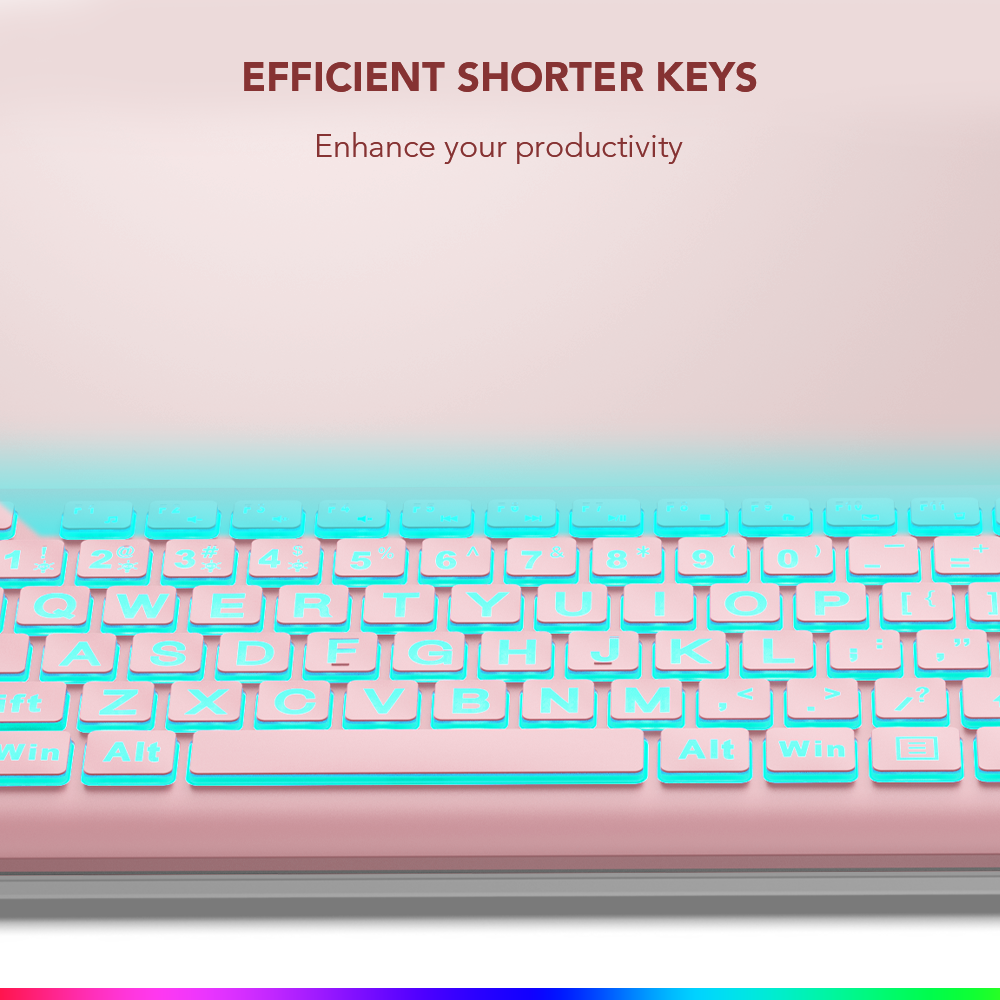 Clavier filaire ergonomique rétroéclairé à grands caractères – rose