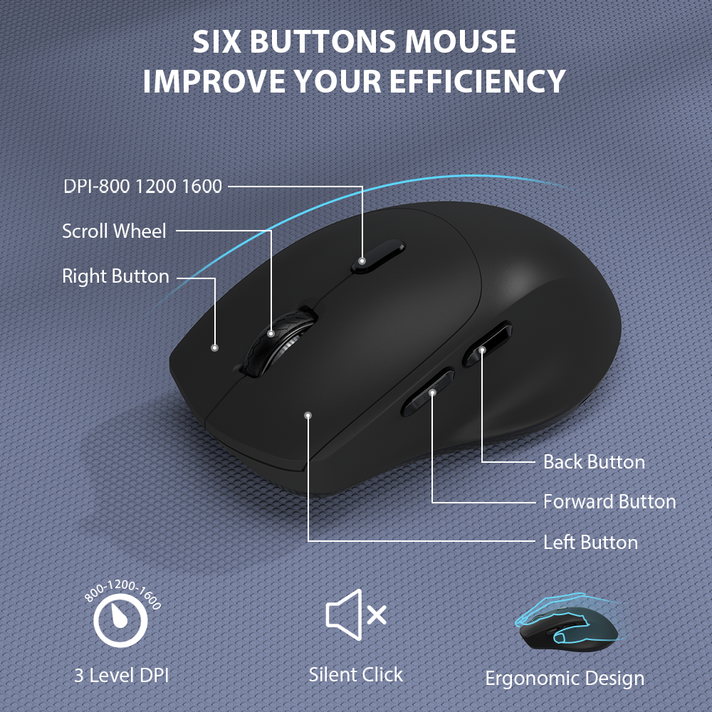 Ensemble clavier et souris sans fil ergonomique silencieux avec repose-poignets avec support pour téléphone, 2,4 GHz