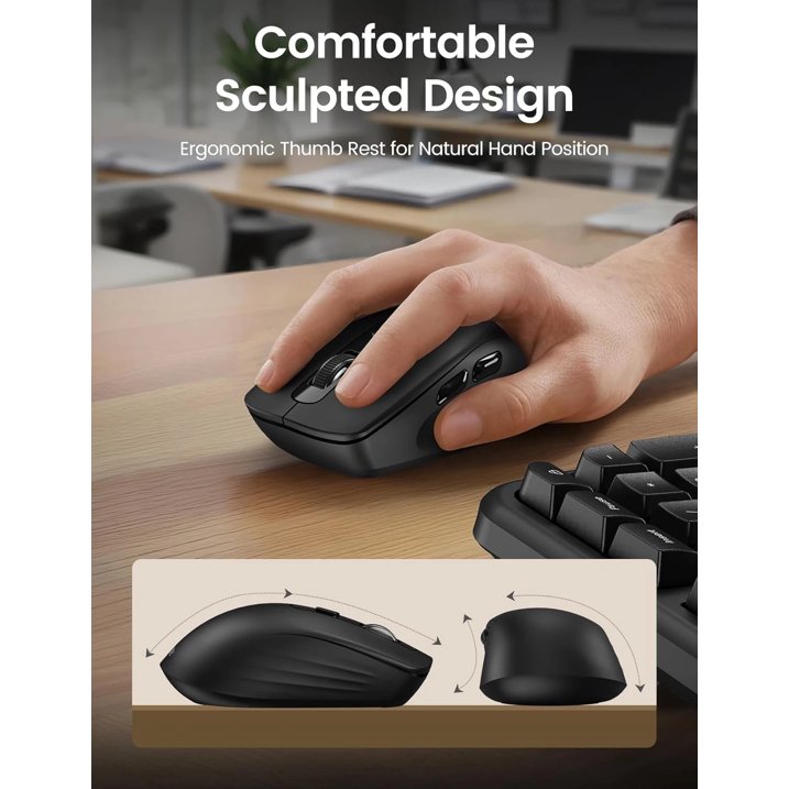 Ensemble clavier et souris sans fil ergonomique avec repose-poignets, 2,4 GHz, 3 niveaux de DPI
