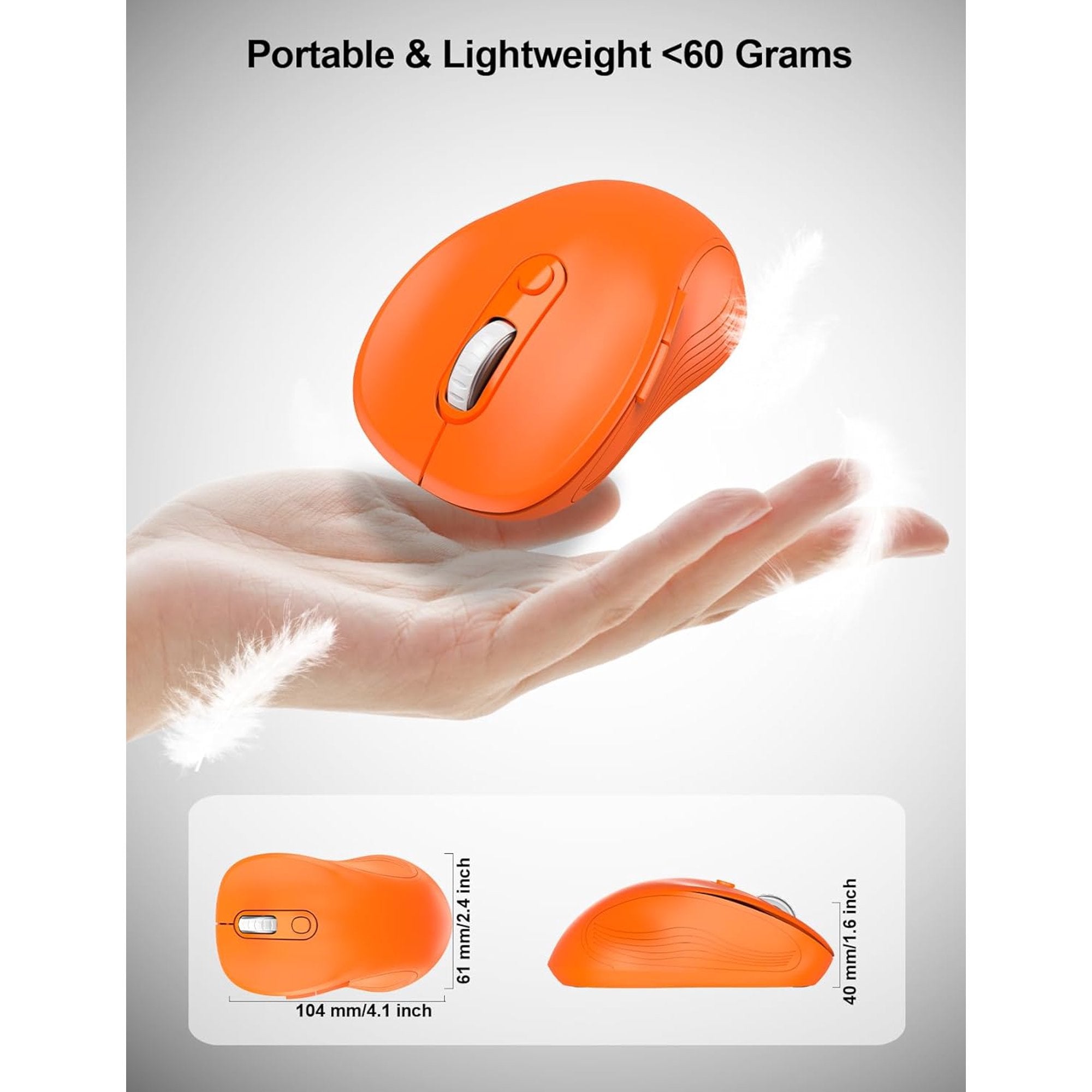 Souris informatique sans fil ergonomique silencieuse, 3 niveaux de DPI