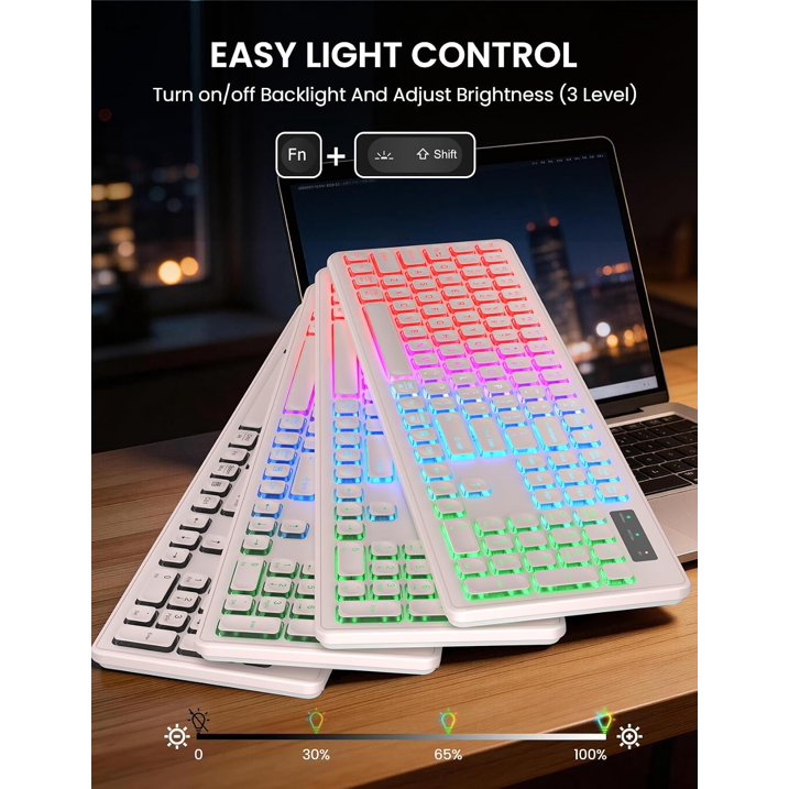 Ensemble clavier et souris sans fil rechargeable rétroéclairé RGB silencieux, 2,4 GHz – rose