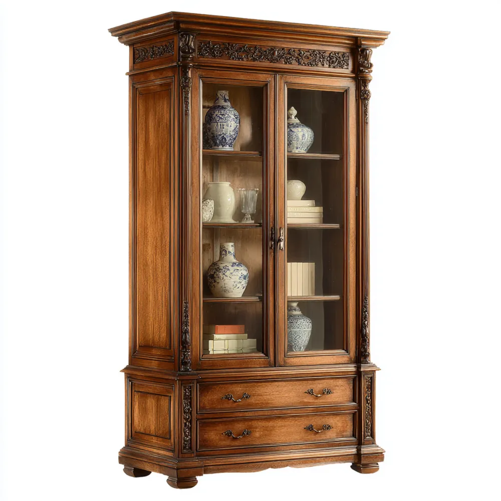 Vitrine Holz 180x90x40 cm – Braun – Klassisches Design-Decorivana