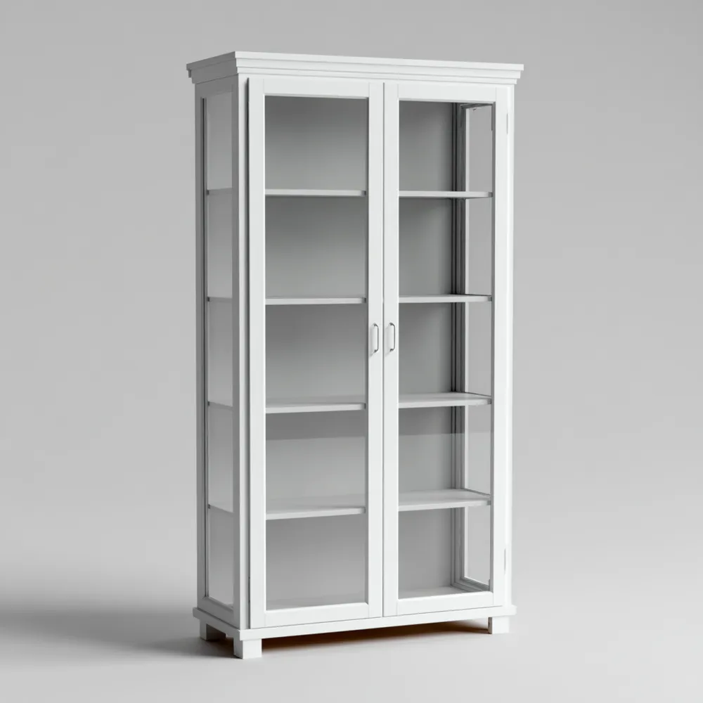 Vitrine 180x80x40 cm Holz Glas – Weiß – Klassisches Design-Decorivana