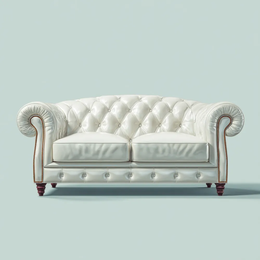 2-Sitzer-Sofa Ledersofa 160x85x75 cm – Weiß – Klassisches Design-Decorivana