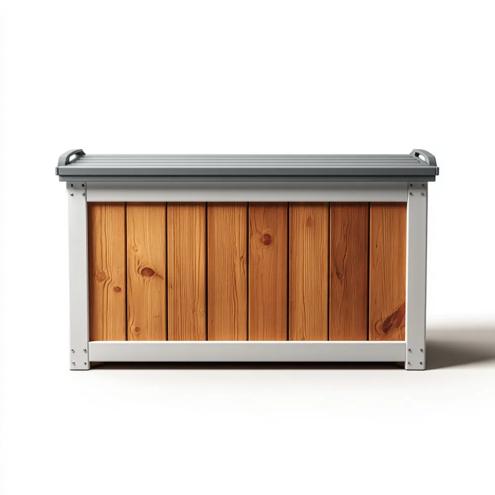 Aufbewahrungsbox Holz Metall 100x50x60 cm - Natur/Grau - Wetterfest-Decorivana