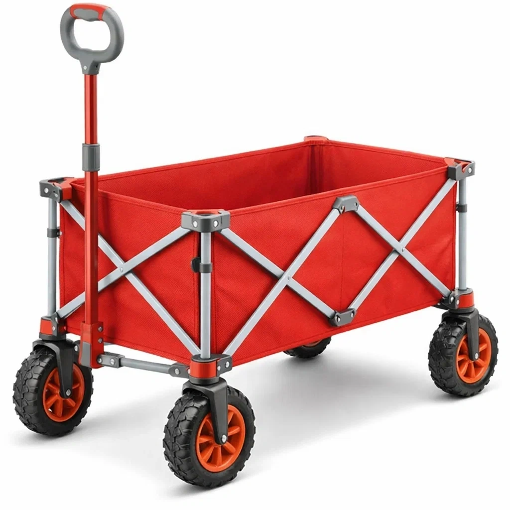 Carrello Pieghevole da Trasporto Rosso con Struttura Rinforzata-HearthBoon