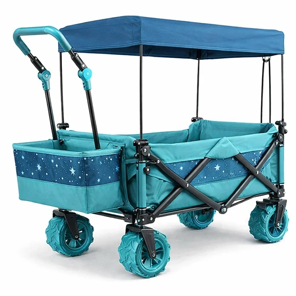 Carrello Pieghevole con Tettuccio Blu per Esterno-HearthBoon