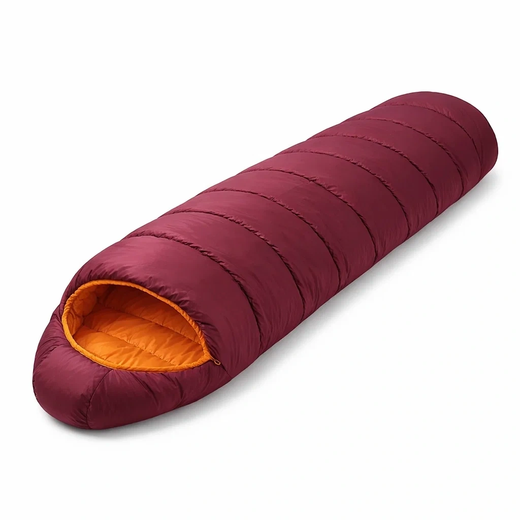 Sacco a Pelo da Campeggio Ultraleggero Rosso Scuro per Outdoor-HearthBoon