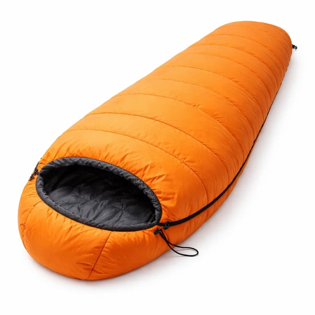 Sacco a Pelo da Campeggio Arancione con Isolamento Termico-HearthBoon