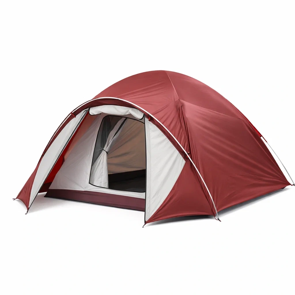 Tenda da Campeggio Impermeabile 2 Persone Rosso Scuro a Cupola-HearthBoon