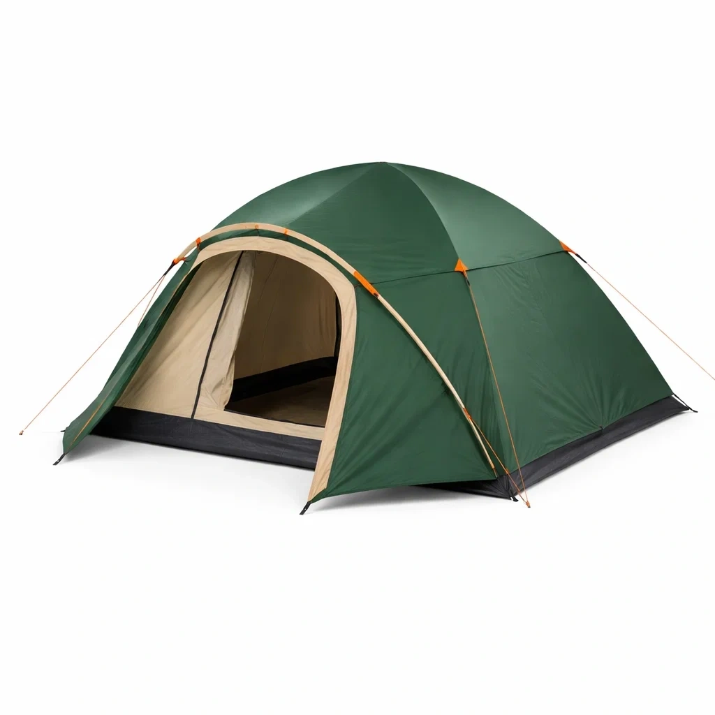 Tenda da Campeggio Familiare 3 Persone Verde Scuro-HearthBoon