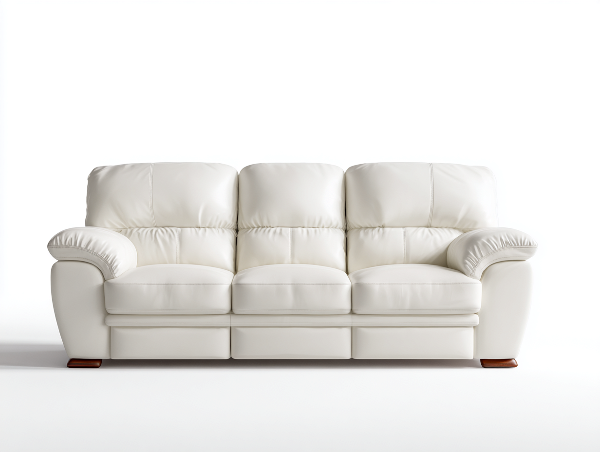 Sofá de piel 3 plazas 215x92x88 cm - blanco - diseño elegante-Nestmyshop