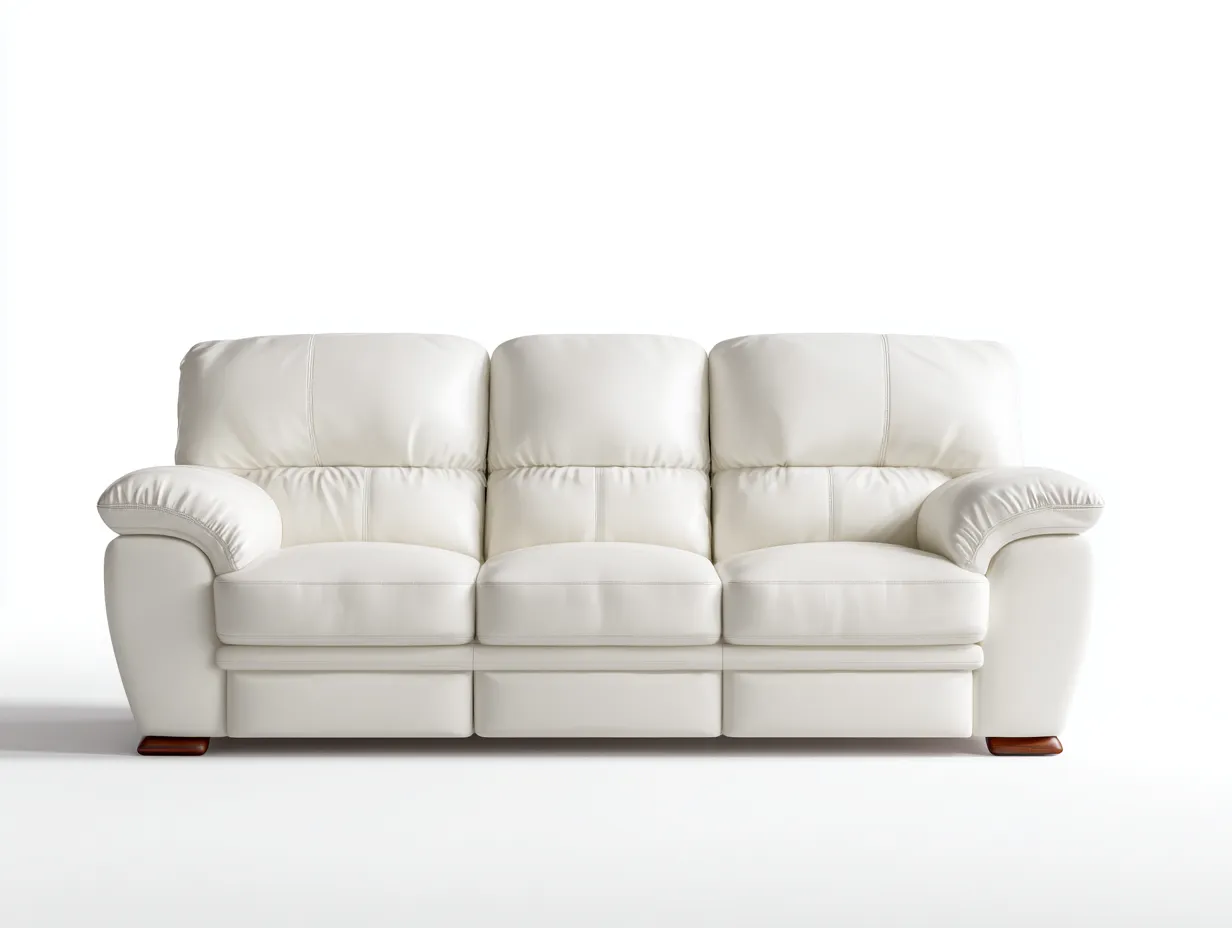 Sofá de piel 3 plazas 215x92x88 cm - blanco - diseño elegante-Nestmyshop