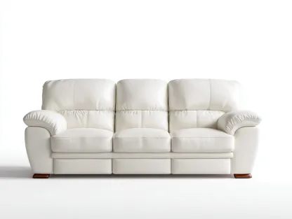 Sofá de piel 3 plazas 215x92x88 cm - blanco - diseño elegante-Nestmyshop