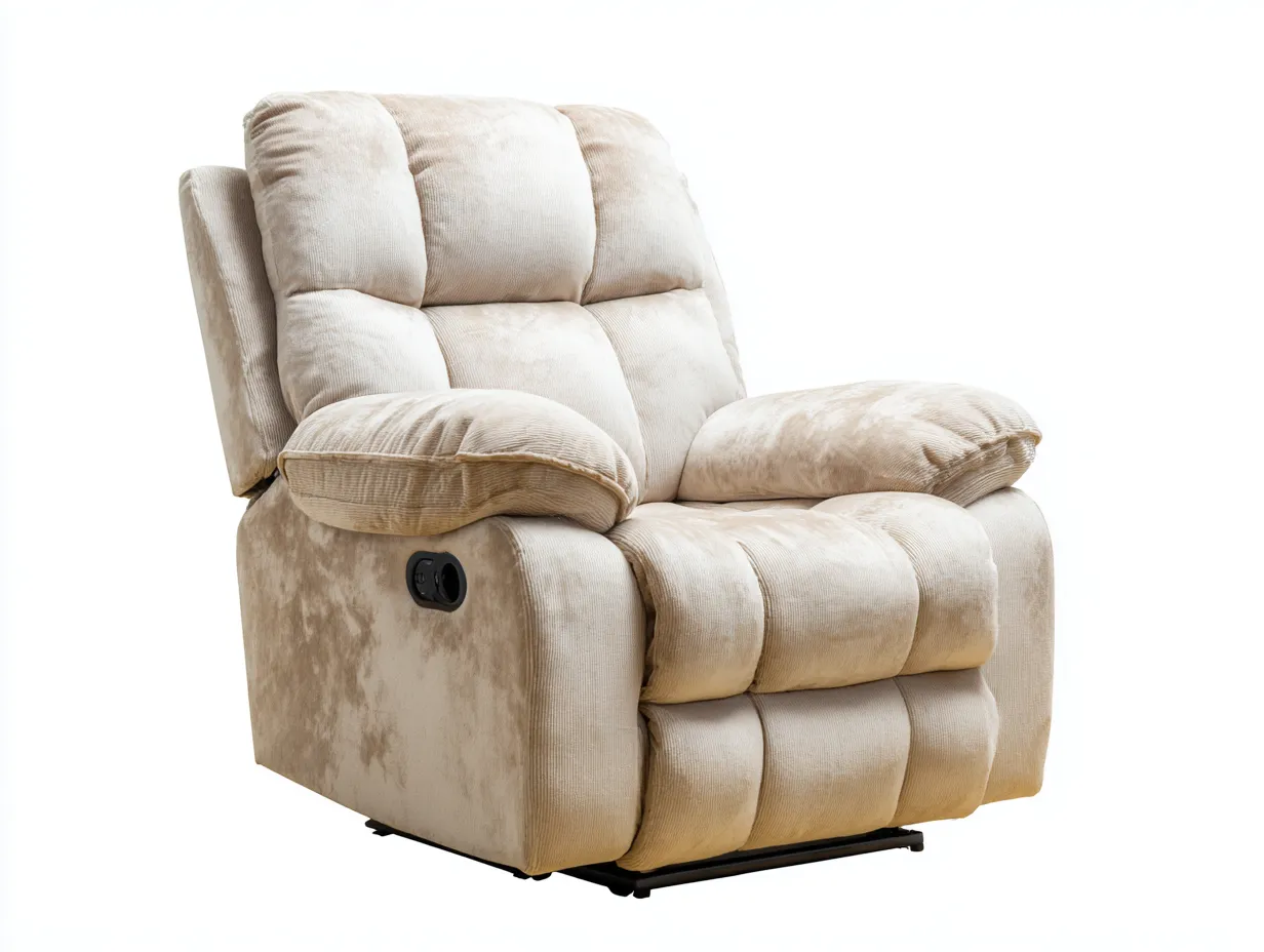 Sillón reclinable de tela 98x96x102 cm - Beige - Diseño confortable-Nestmyshop