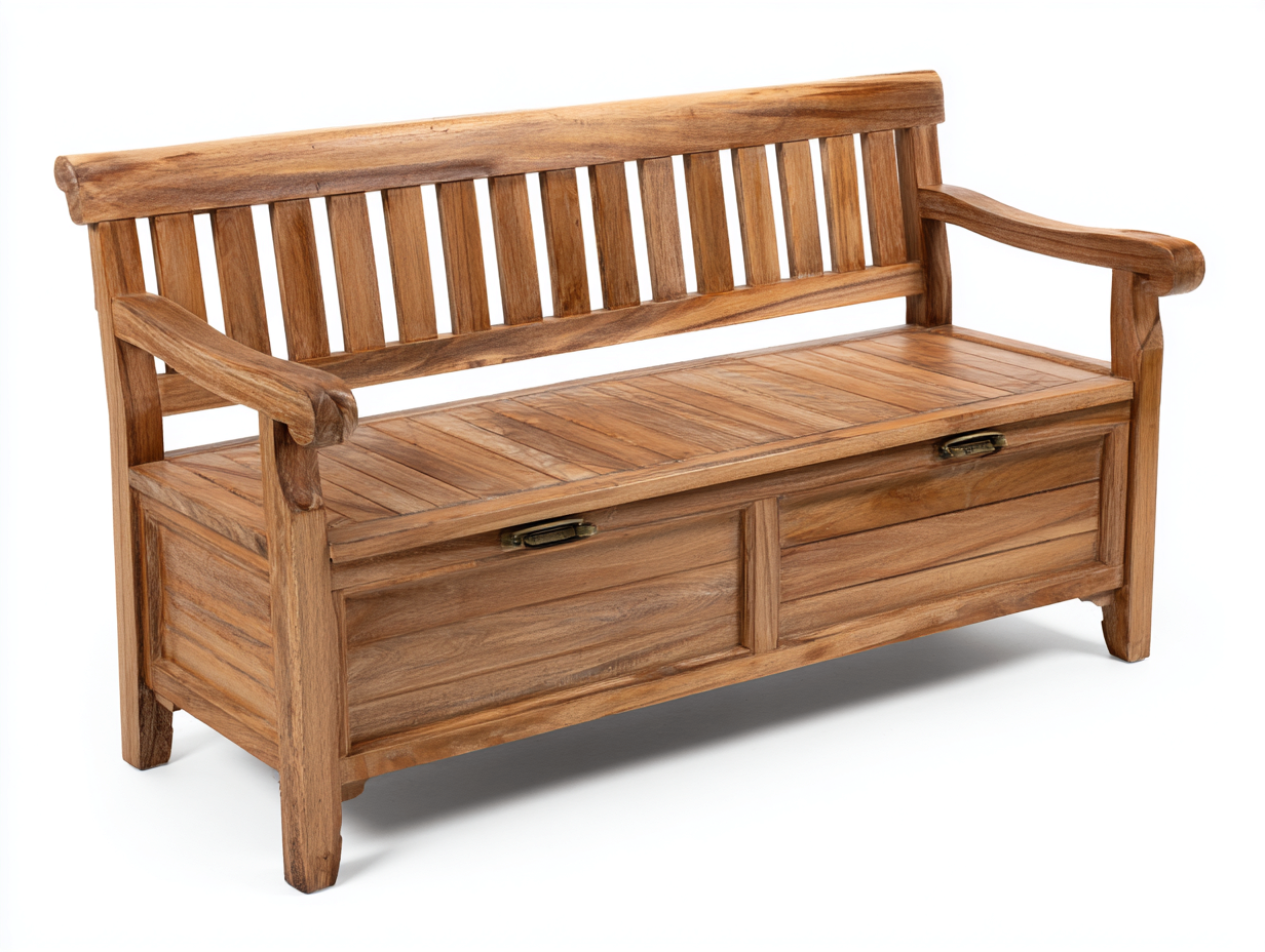 Bancos de jardín de madera con almacenamiento 150x60x90 cm - Marrón - Diseño funcional para exterior-Nestmyshop