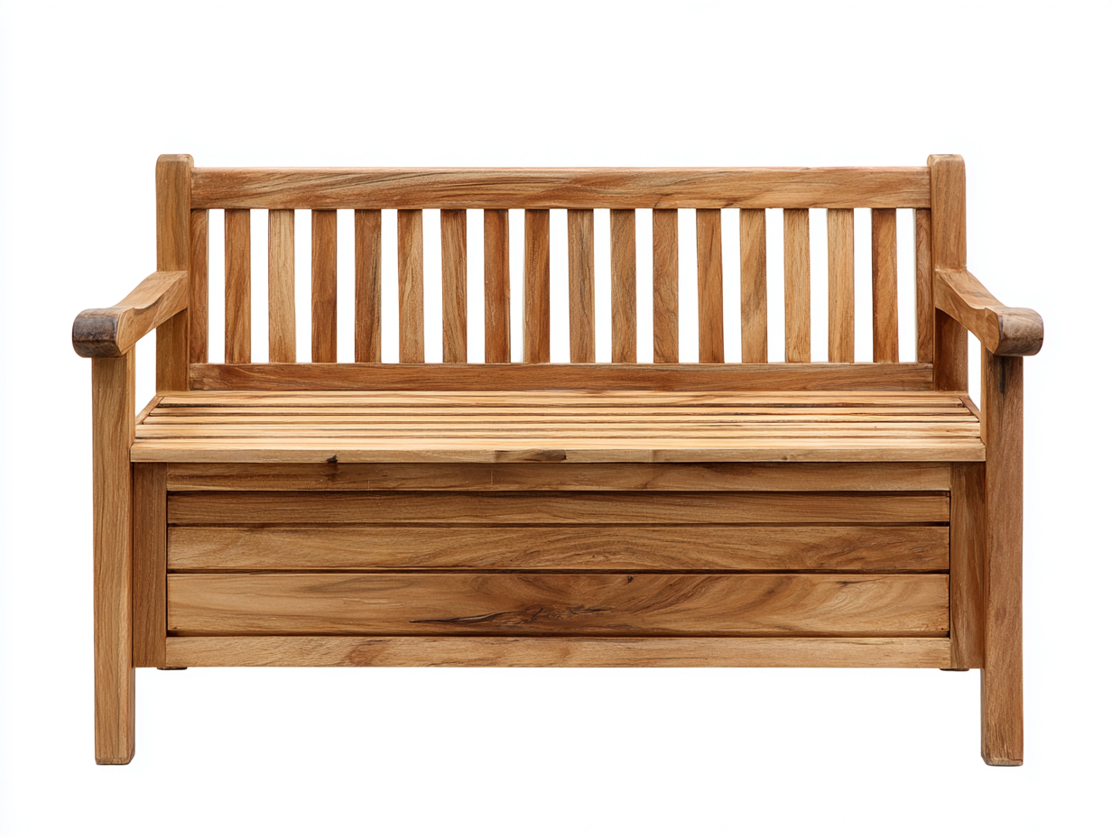 Banco de jardín de madera con espacio de almacenaje 150x60x90 cm - madera natural - diseño funcional para exterior-Nestmyshop