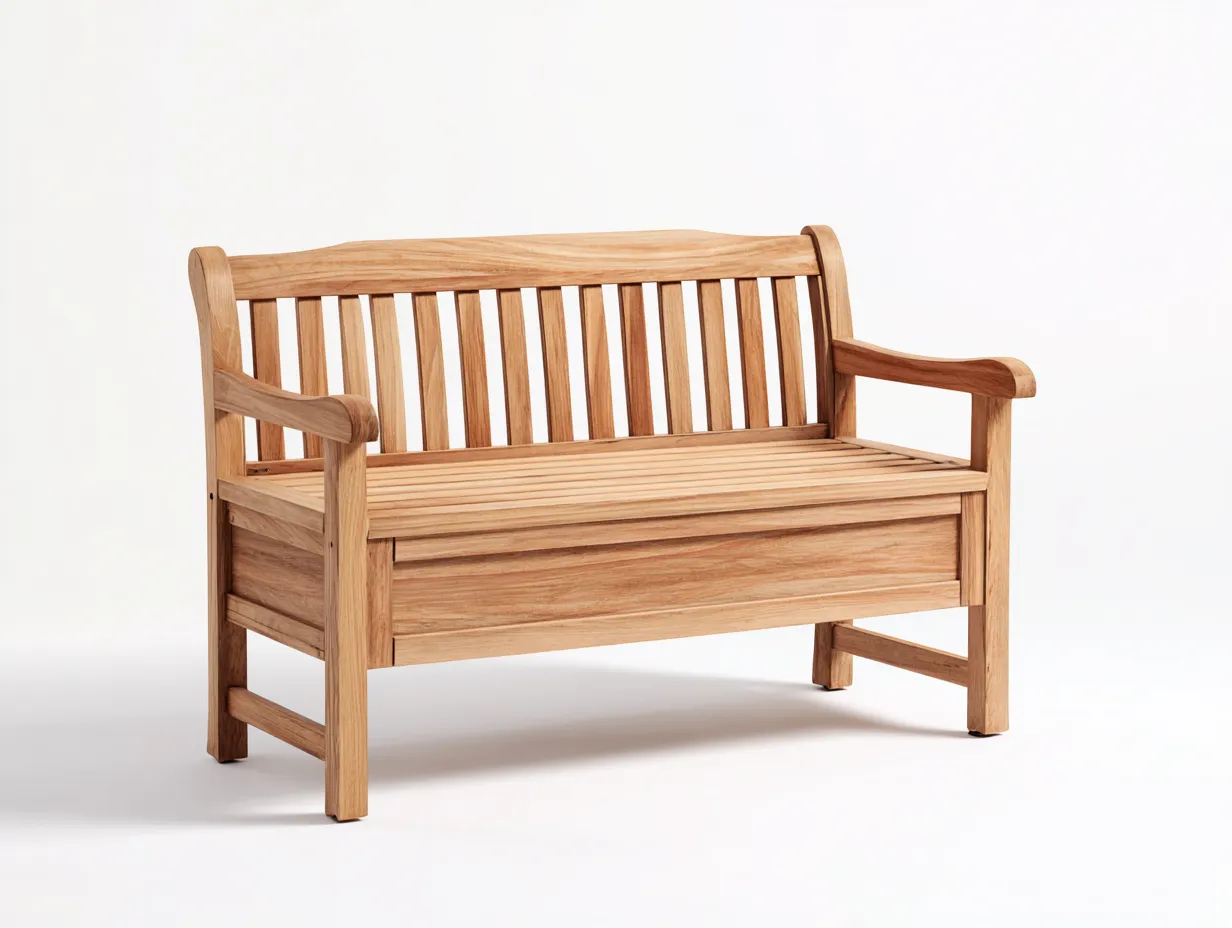 Banco de jardín de madera con almacenamiento 130x60x85 cm - Madera natural - Diseño funcional-Nestmyshop