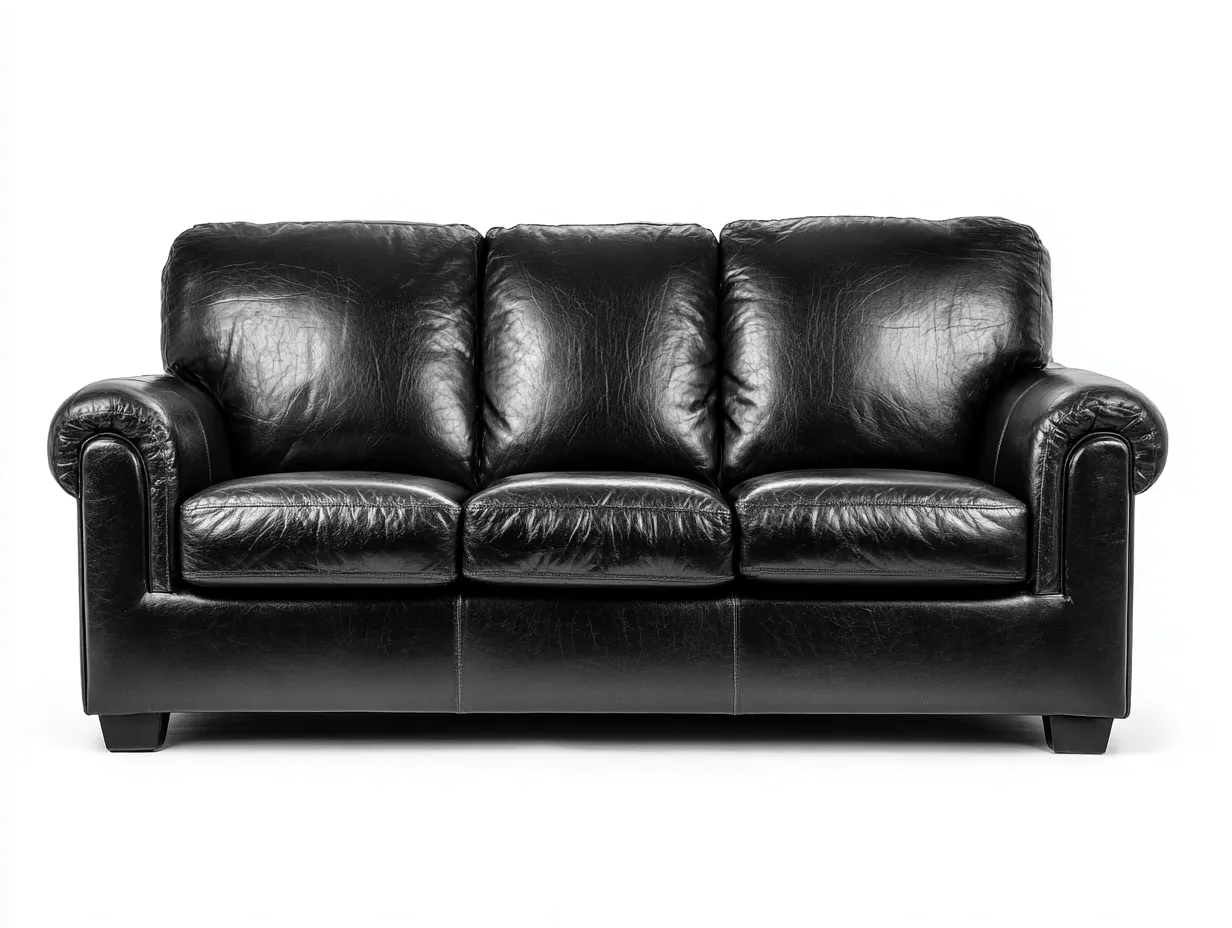 Sofá de piel 3 plazas 210x90x85 cm - negro - diseño clásico-Nestmyshop