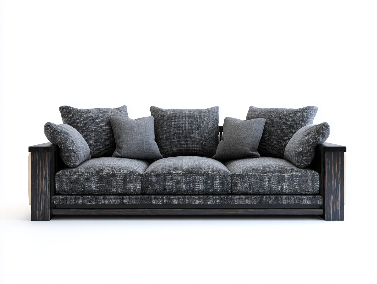 Sofá de 3 plazas de madera y tela 220x90x82 cm - gris oscuro - diseño moderno para salón-Nestmyshop