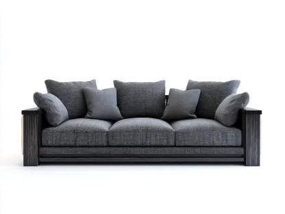 Sofá de 3 plazas de madera y tela 220x90x82 cm - gris oscuro - diseño moderno para salón-Nestmyshop