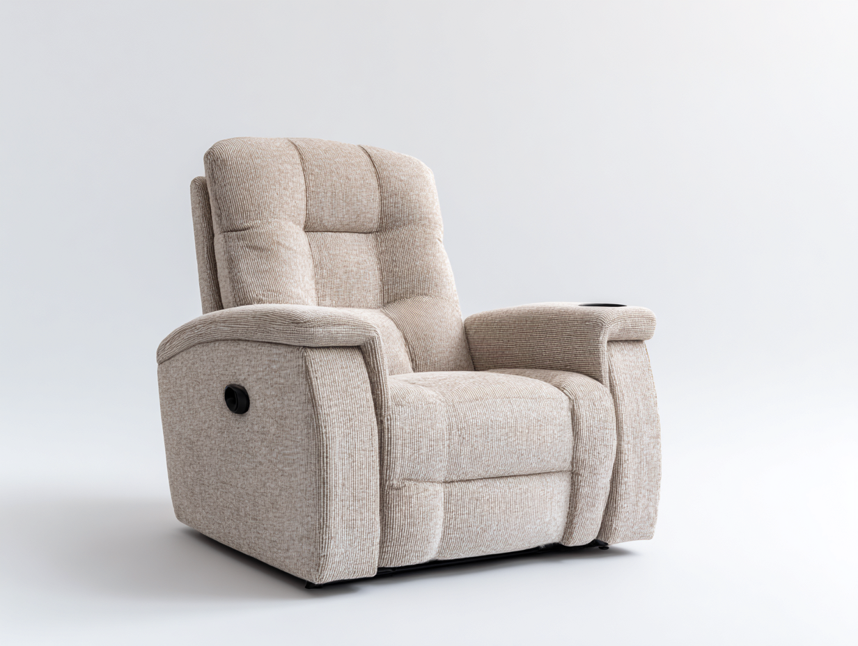 Sillón reclinable de tela 92x96x102 cm - beige claro - diseño moderno para salón-Nestmyshop