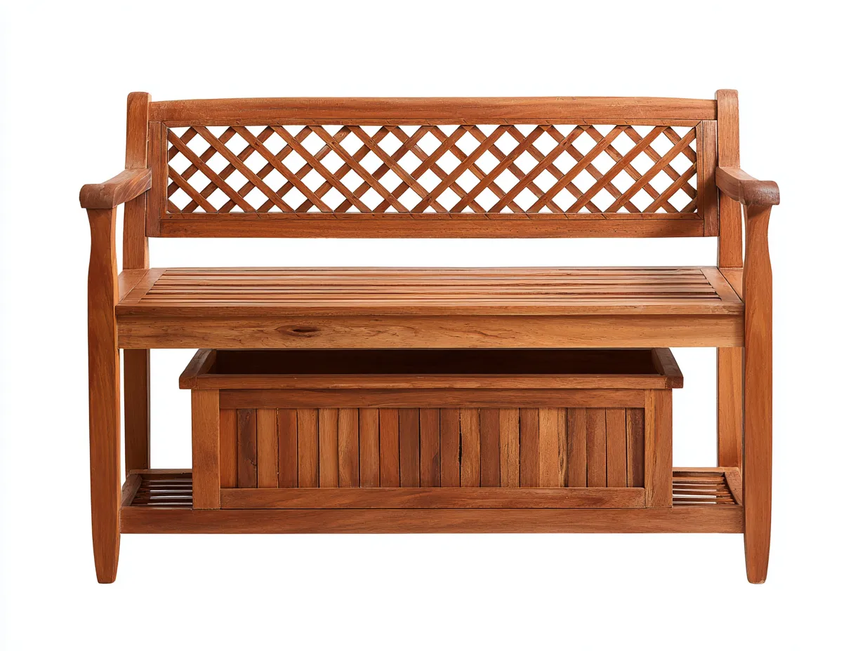 Bancos de jardín de madera 145x60x95cm - marrón - diseño clásico con espacio de almacenamiento-Nestmyshop