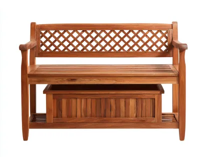 Bancos de jardín de madera 145x60x95cm - marrón - diseño clásico con espacio de almacenamiento-Nestmyshop