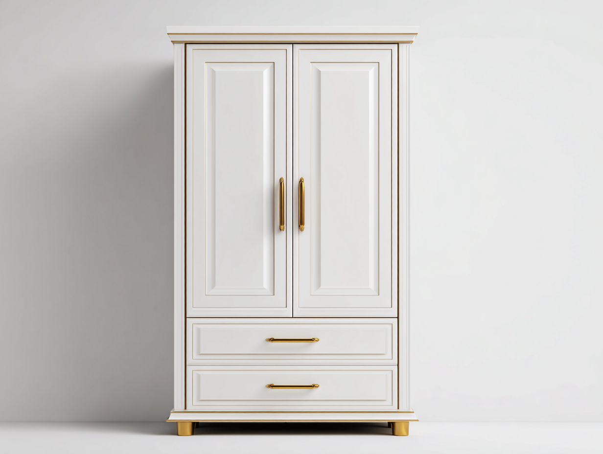 Armario de madera 90x55x190 cm - Blanco crema - Diseño clásico-Cozygoloft