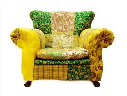 Sillones de tela 95x90x95cm - verde-amarillo - diseño decorativo estilo patchwork-Cozygoloft
