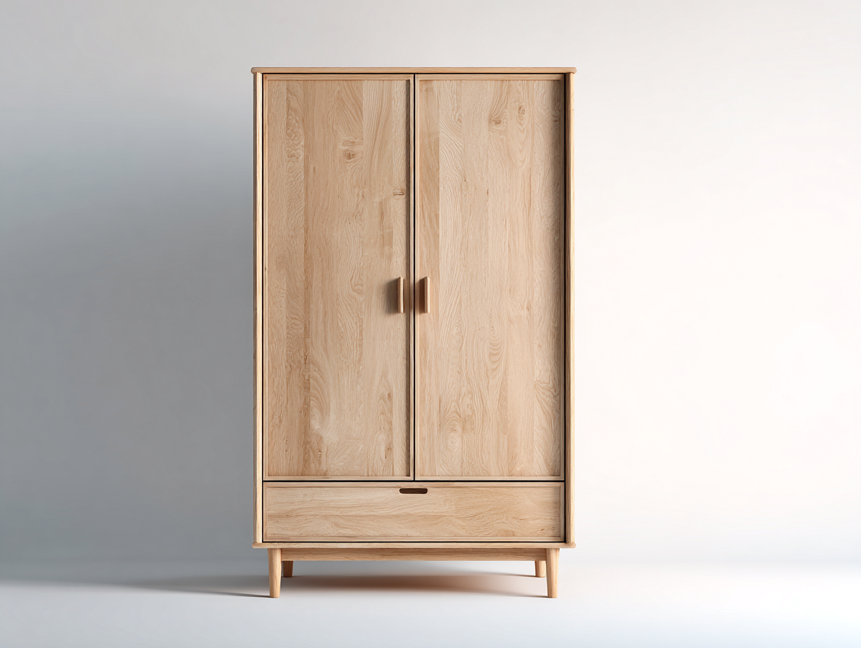 Armario de madera 90x55x180 cm - Madera natural - Diseño funcional-Cozygoloft